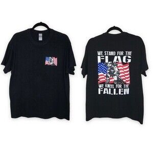 Gildan Heavy Cotton Stand For The Flag Black Short Sleeve T Shirt Unisex Large